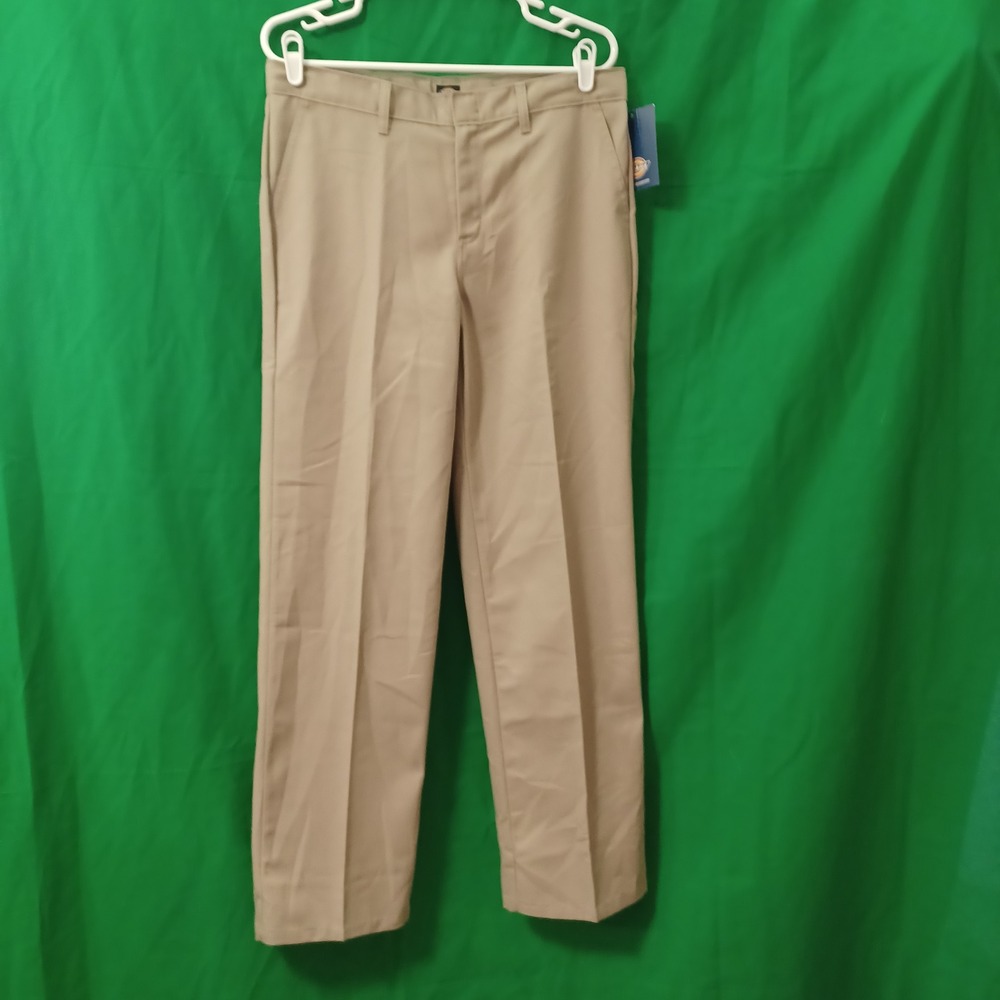 Dickies Boys 18 Husky Flat Front Pants Khaki Classic Fit Straight Leg KP0123DS